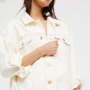 Free People Oversized White Denim Jacket
